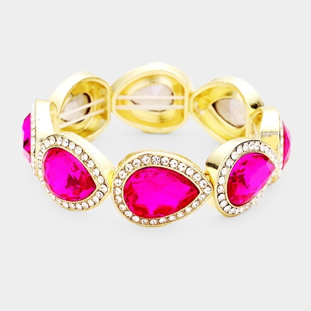 Pink crystal stretch bracelet